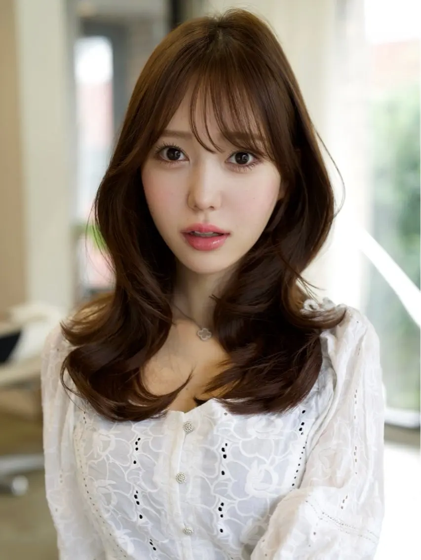ミディアム カット ヘアカラー トリートメント 似合わせレイヤー モテカラー🤍三科のヘアスタイル