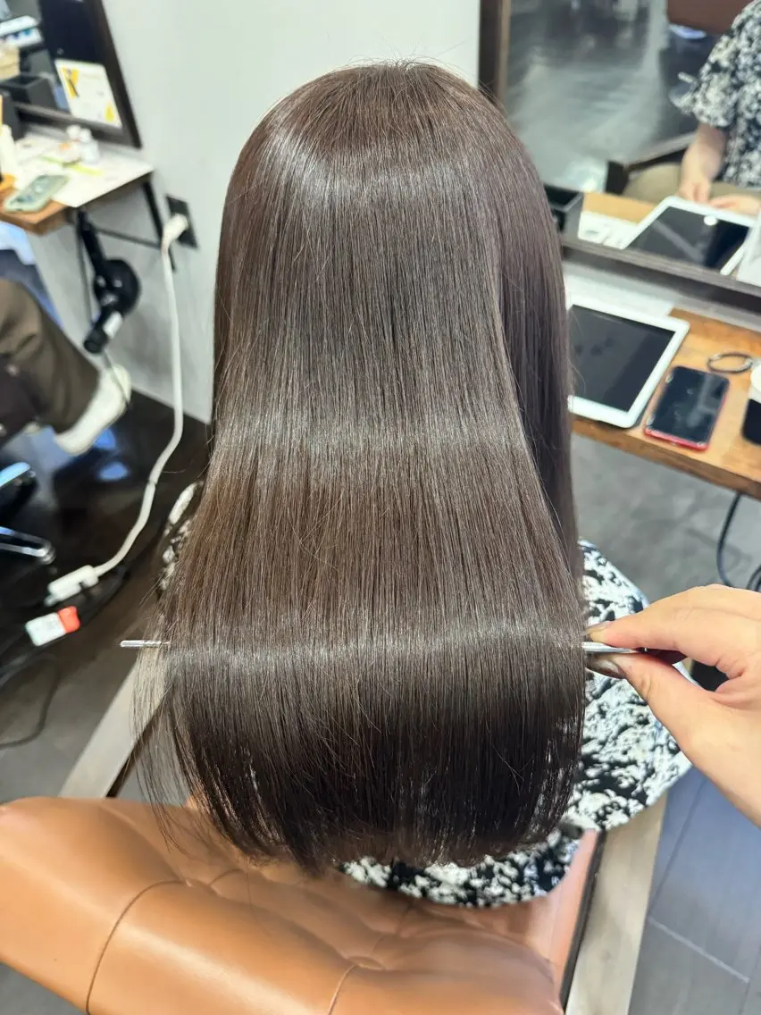 ロング 髪質改善 カット ヘアカラー トリートメント 難波 茜のヘアスタイル