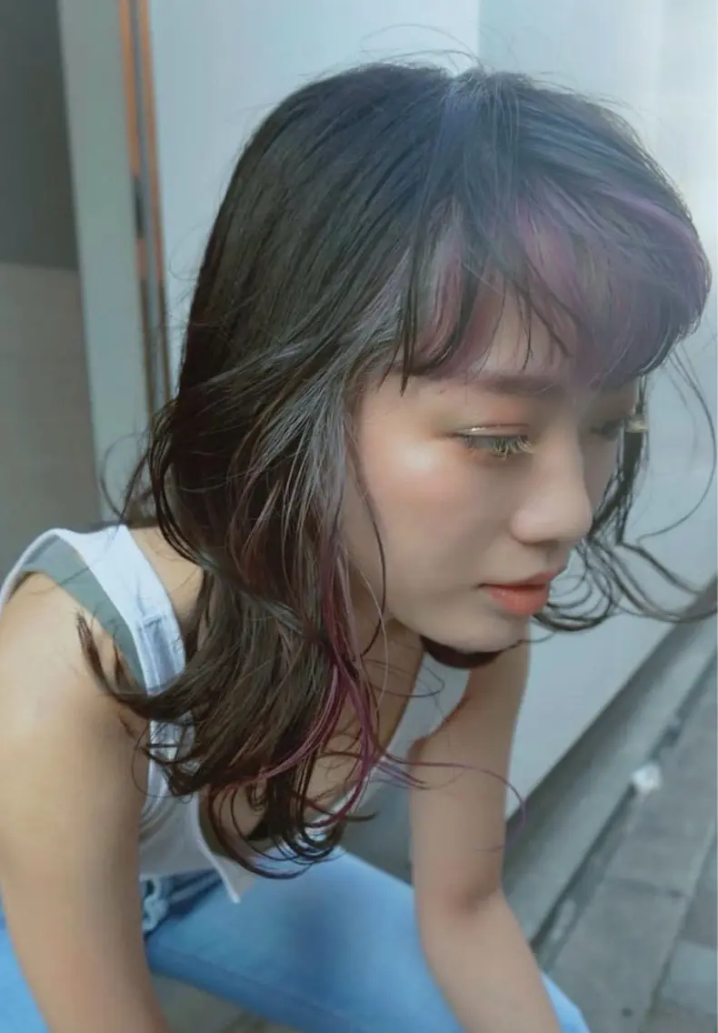 セミロング カラー パーマ 似合わせ提案 セミナー講師美容師のヘアスタイル