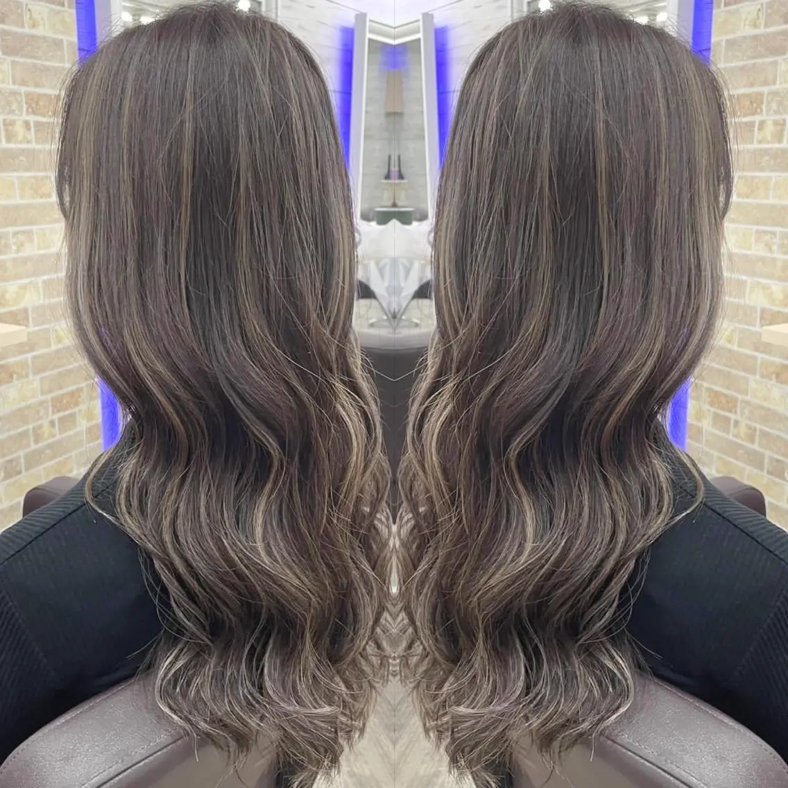 ロング カラー ヘアアレンジ ハイライトカラー ハイライト ヘアカラー トリートメント 枝毛カット＆髪質改善 満足NO.1岡しゃんのヘアスタイル