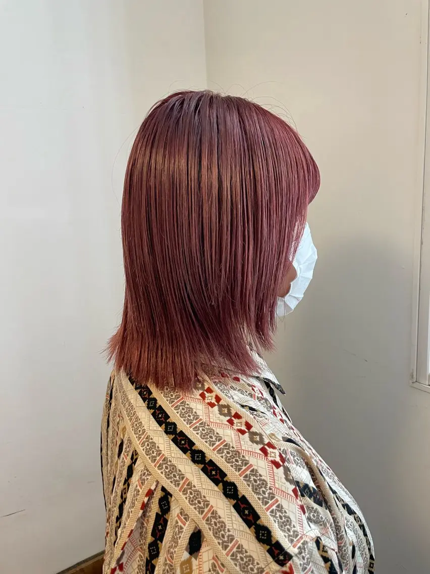 カラー ピンクカラー ヘアカラー Sherry/R 三川町　木村祐里奈のヘアスタイル