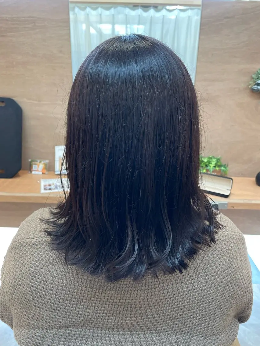 ミディアム カット ヘアカラー トリートメント Hairate坂戸 キシダ／透明感カラーのヘアスタイル