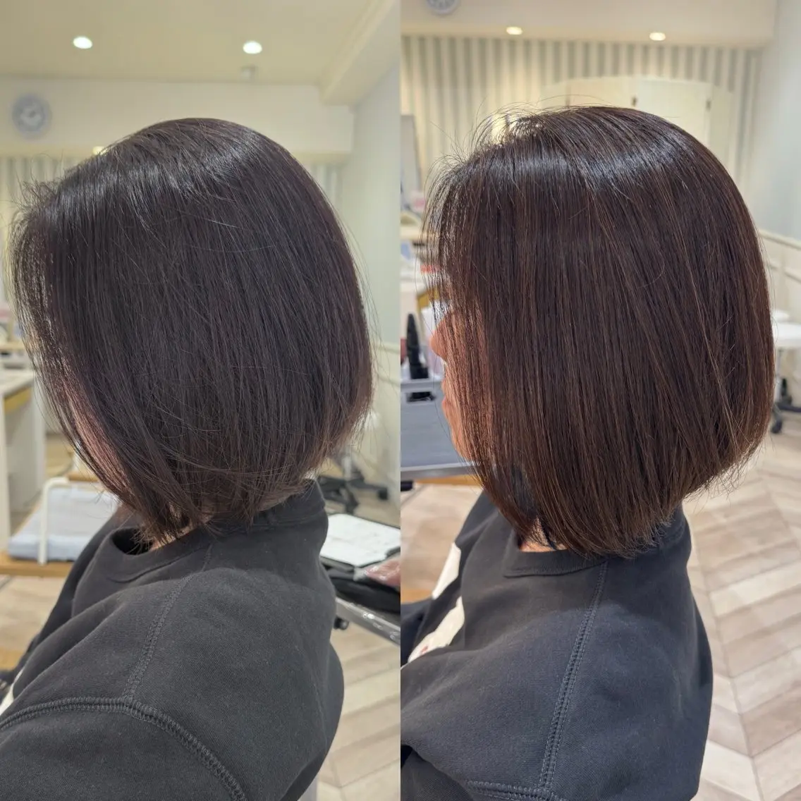 ミディアム カット ヘアカラー トリートメント 縮毛矯正/白髪ぼかし ショートボブ/鈴木のヘアスタイル