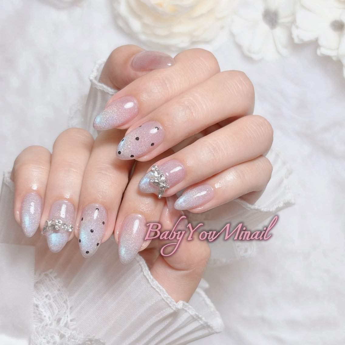 ネイル オーロラネイル チークネイル 成人式 フットネイル フレンチネイル ハンドネイル ハンドケア BabyYouMi nailのネイルデザイン