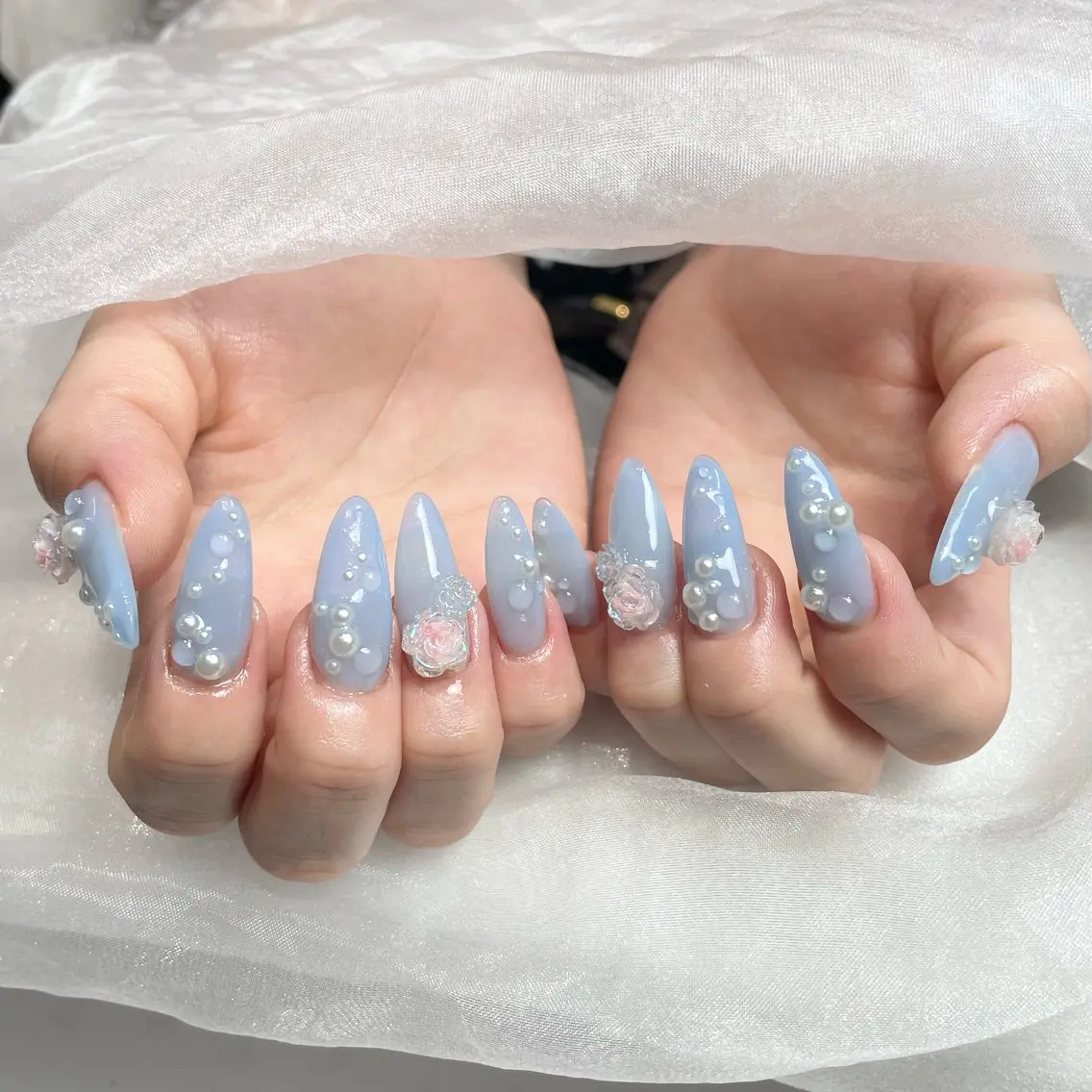 ネイル 長さ出し フラッシュネイル キラキラネイル 韓国ネイル マグネットネイル ハンドネイル MiuMiu Nail 渋谷のネイルデザイン