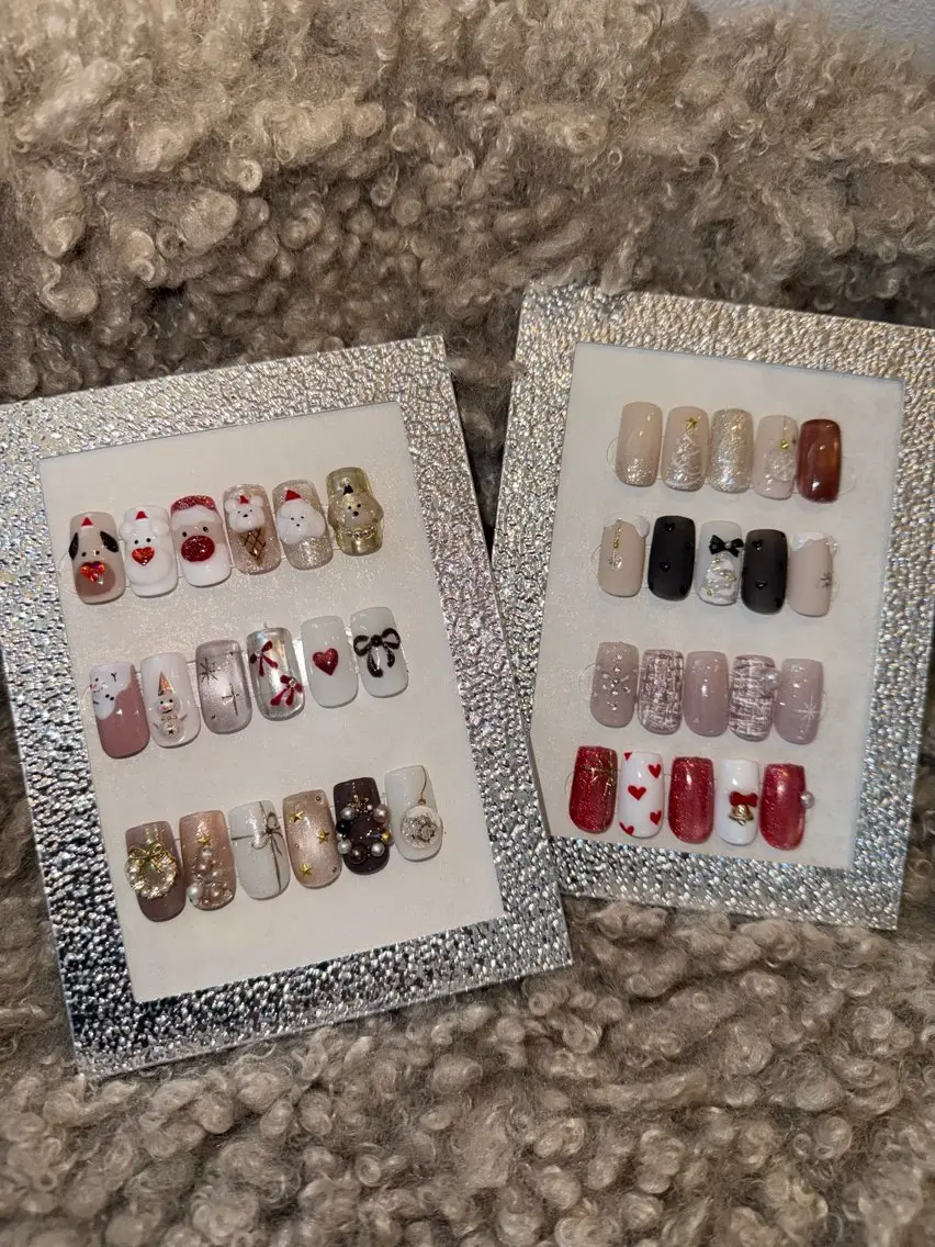 ネイル アートネイル 春ネイル 冬ネイル クリスマス ハンドネイル nailstudio esu.のネイルデザイン
