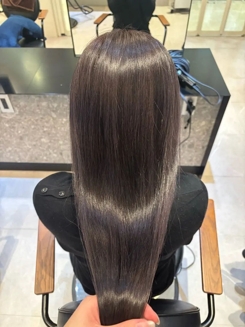 ロング カラー アッシュ ラベンダーカラー ラベンダーアッシュ カラー/髪質改善 トリートメント/優果のヘアスタイル