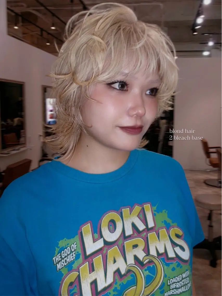 ミディアム カラー 抜きっぱなしブロンド ブロンド ヘアカラー トリートメント ura/デザイン/ ハイトーン/個性派のヘアスタイル