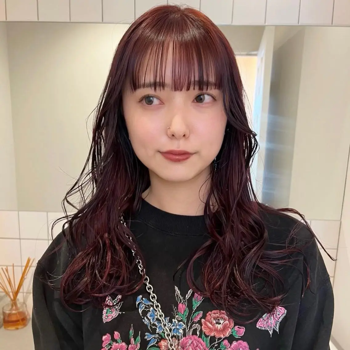 ロング カラー ボルドーカラー arisa/暖色 /伏見/レイヤーのヘアスタイル
