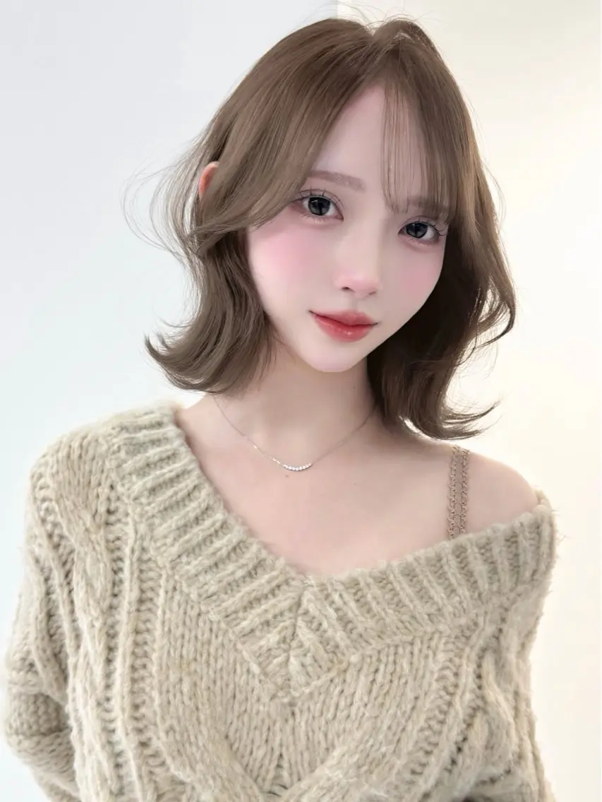 ミディアム カラー ヘアアレンジ カット ヘアカラー トリートメント ヘッドスパ ヘアセット 縮毛矯正🤍 盛れるボブ/ひかりのヘアスタイル