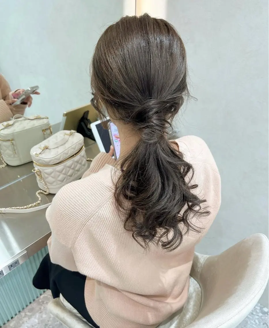 セミロング カラー ヘアアレンジ ヘアセット/レイヤー 縮毛矯正/はるか🎀のヘアスタイル