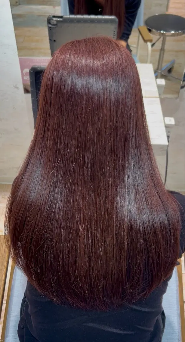 ロング ピンクブラウン 田中 千尋のヘアスタイル