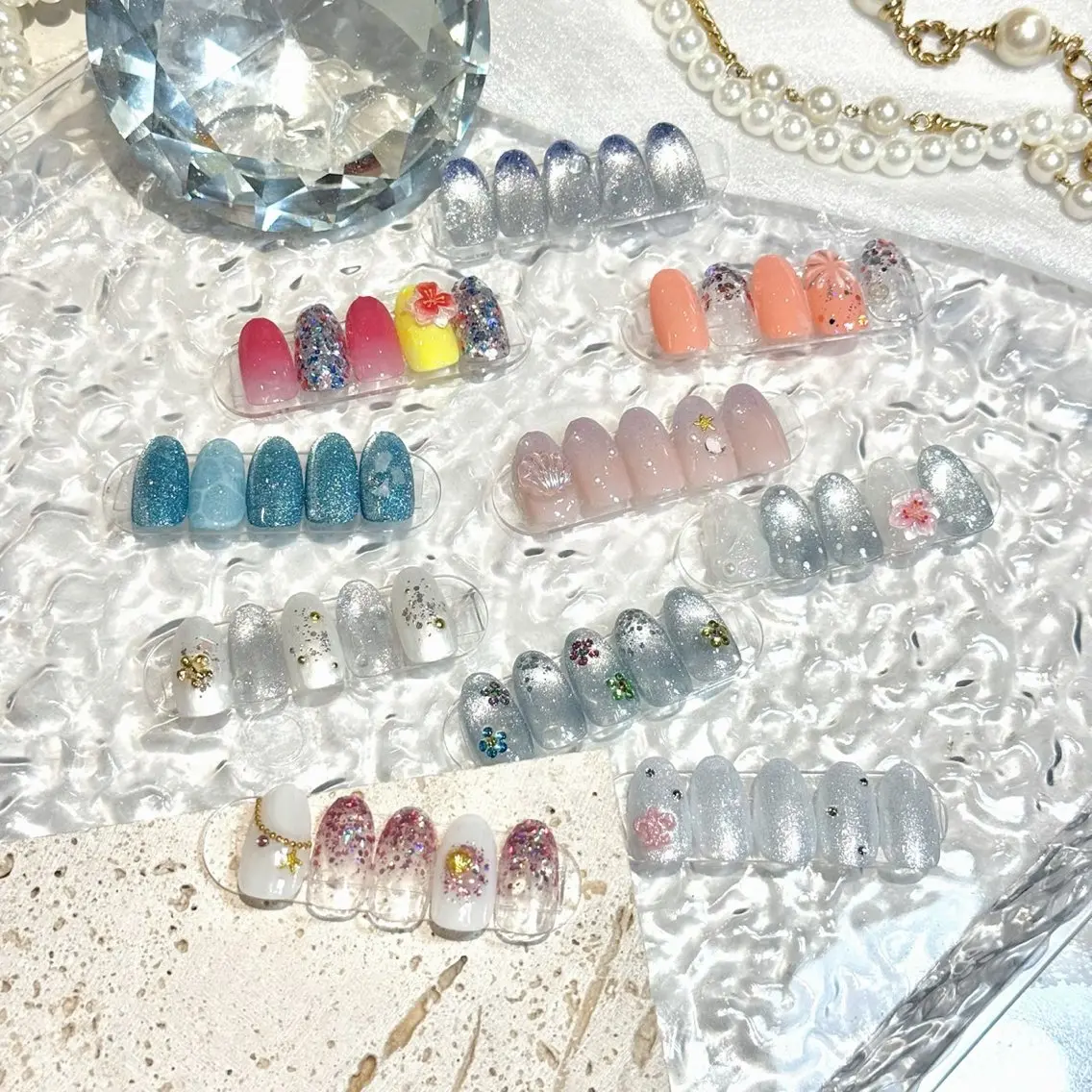 🔰口コミ記入必須【Jr.】HAND⭐️オフなし⭐️【季節限定】夏限定ネイル🌻🩵の写真