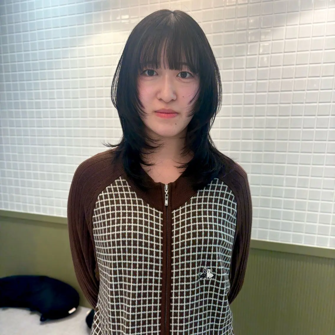 セミロング 顔周りカット ハッシュカット 韓国風ヘア レイヤーカット 小顔カット カット ☕️NOA / レイヤーカット🍮のヘアスタイル
