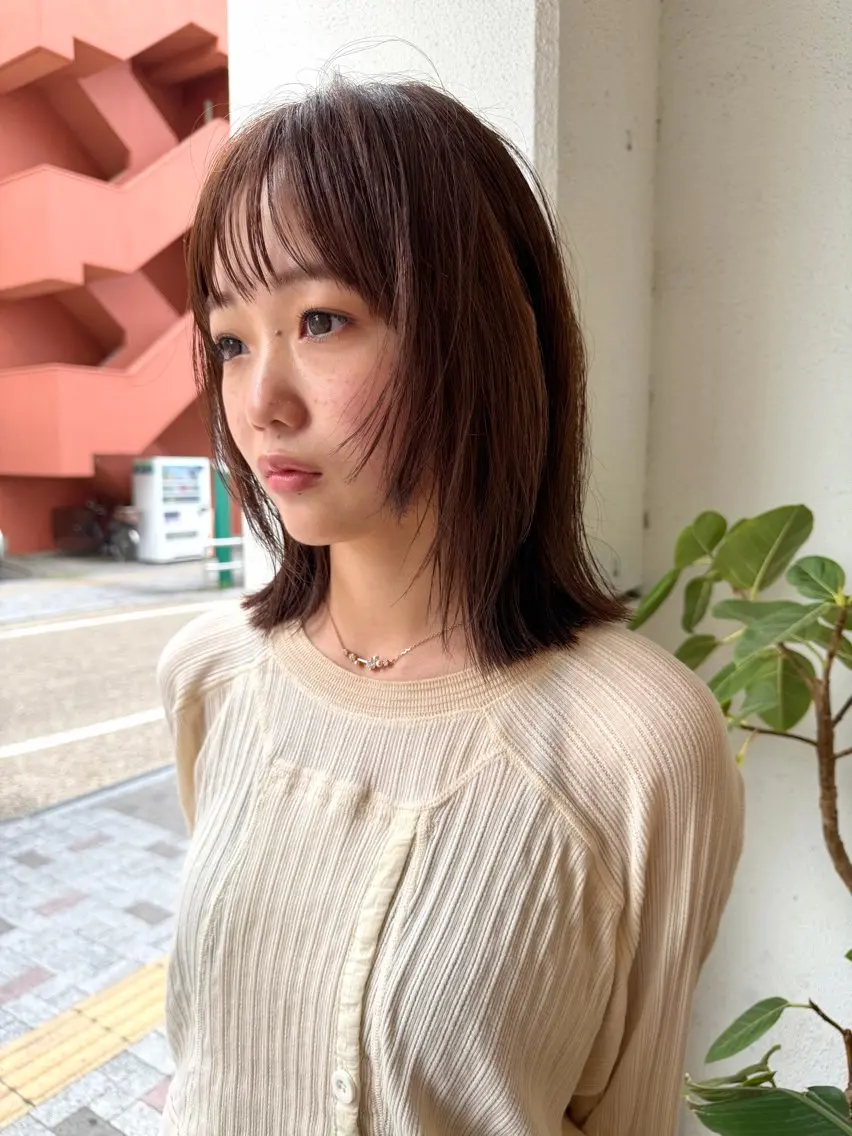 ミディアム ボブレイヤー ボブ くびれヘア レイヤーカット muku / TAKUMIのヘアスタイル