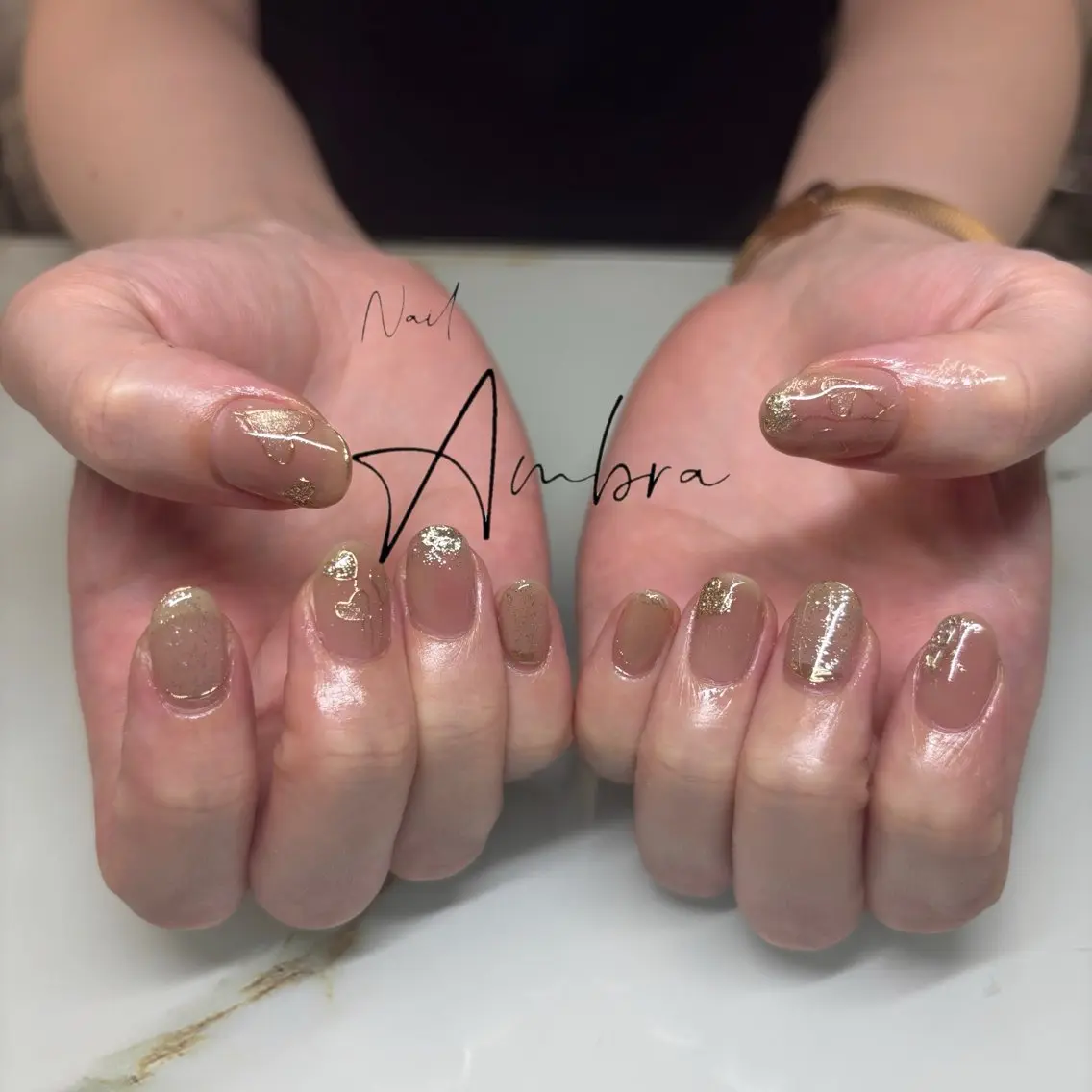 ネイル ニュアンスネイル ピンク ハンドネイル Nail Ambra Fusamiのネイルデザイン