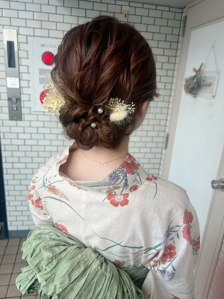 ヘアアレンジ 浴衣 大人可愛いヘアメイク 💋🧚‍♀️しずかのヘアスタイル