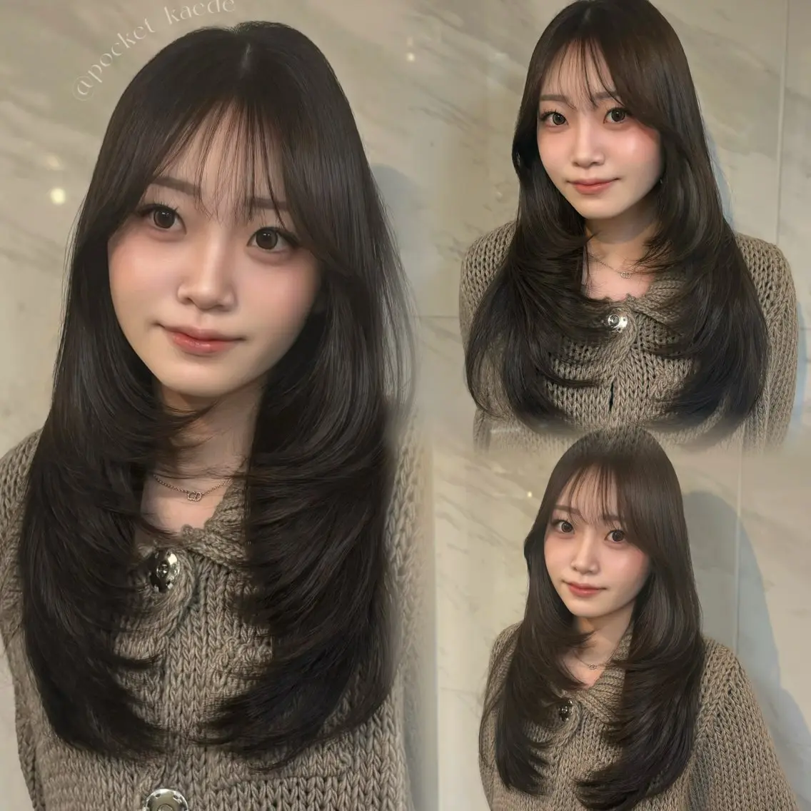 ロング カット ヘアカラー トリートメント 🤍韓国ヘア/ かえで🤍のヘアスタイル