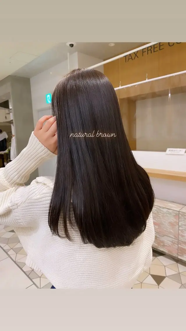 ロング カラー ブラウンカラー 髪質改善 トリートメント カット 縮毛矯正 トリートメント 透明感💗 ベージュ系　松田彩音のヘアスタイル