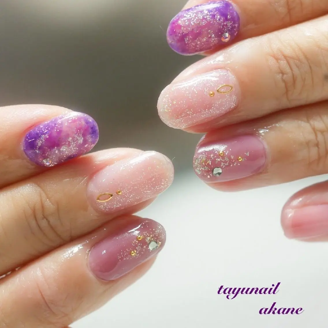 ネイル ブルー ジェルネイル ニュアンスネイル パラジェル ネイルサロン 【たゆnail】のネイルデザイン