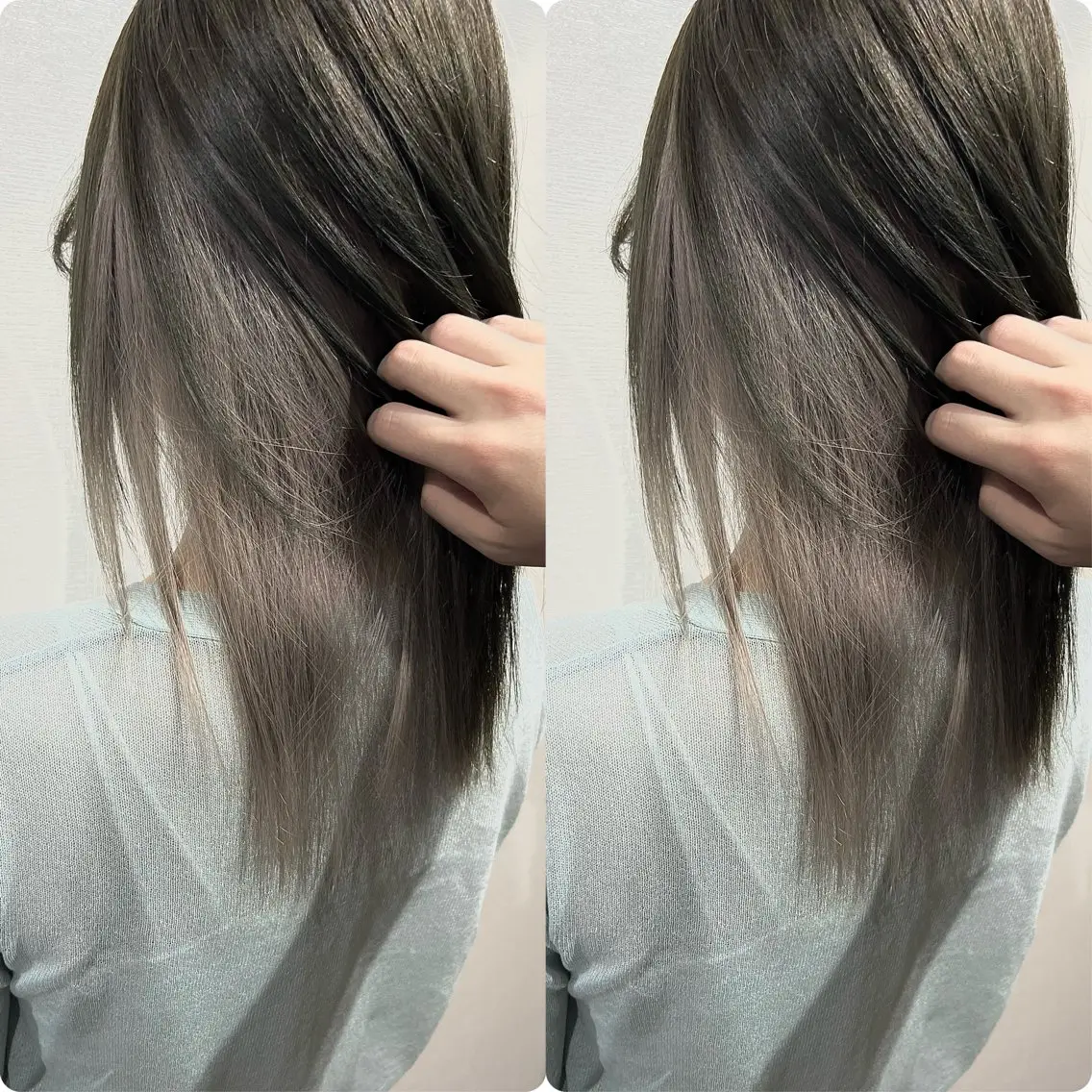 セミロング カラー 切っぱなし💇‍♀️ イヤリング🎨龍之介のヘアスタイル