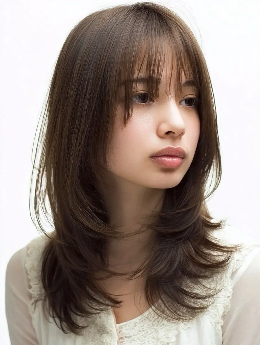 ロング 縮毛矯正 絶対綺麗な暖色カラー 🎯あります✨増渕✨のヘアスタイル