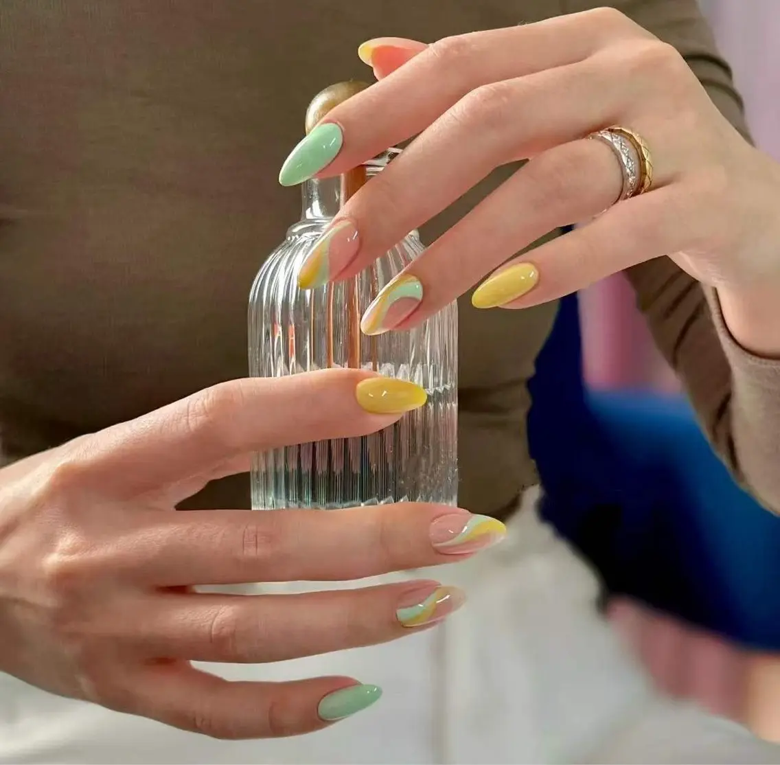 ネイル フラワーネイル フレンチネイル ジェルネイル ガラスフレンチ ハート ハンドネイル ハンドケア BabyYouMi nailのネイルデザイン