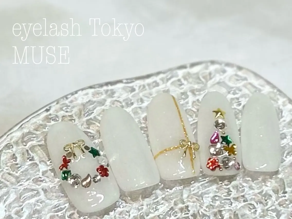 ネイル ジェルネイル パラジェル ストーンネイル 冬ネイル クリスマス tanaka ◡̈のネイルデザイン
