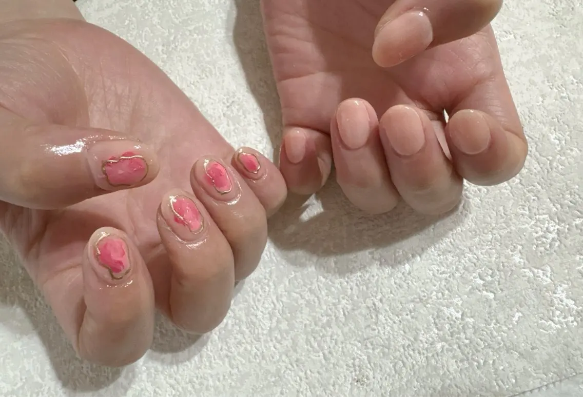 ネイル フットネイル ジェルネイル ニュアンスネイル パラジェル ピンク kikinail 溝の口のネイルデザイン