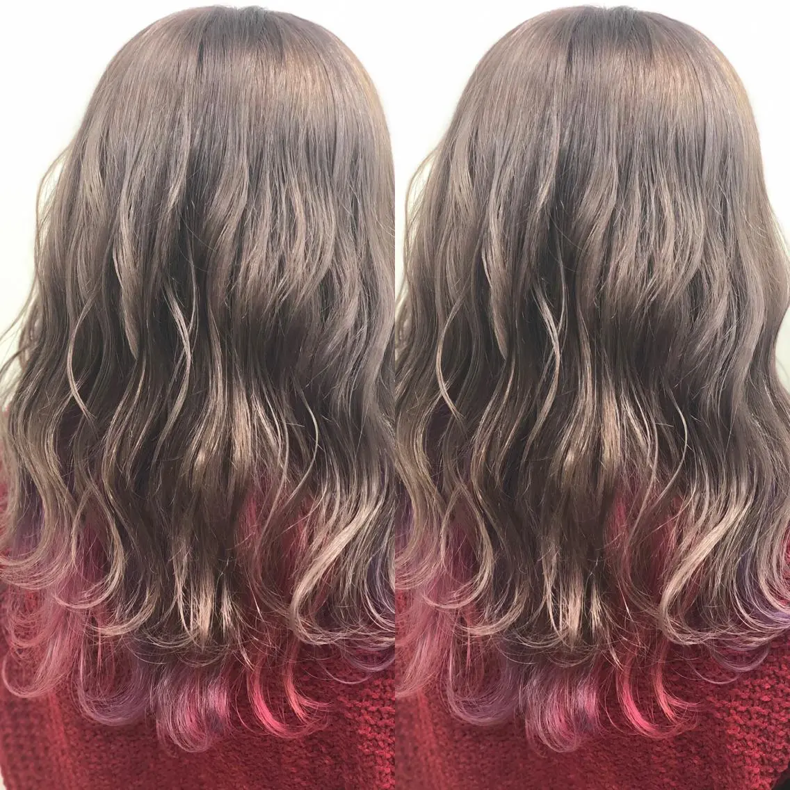 セミロング カラー グレージュ ピンクカラー パープルカラー BREK 袋井店のヘアスタイル