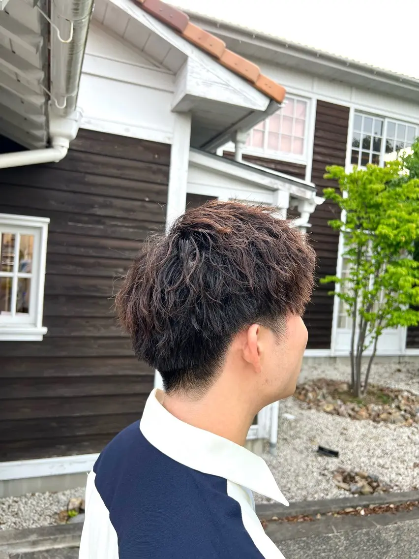 パーマ メンズ カット パーマ 佐々木 隆成のヘアスタイル