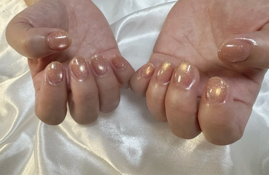 ネイル フラッシュネイル フラッシュマグ マグネットネイル オレンジ ハンドネイル Amule nailのネイルデザイン