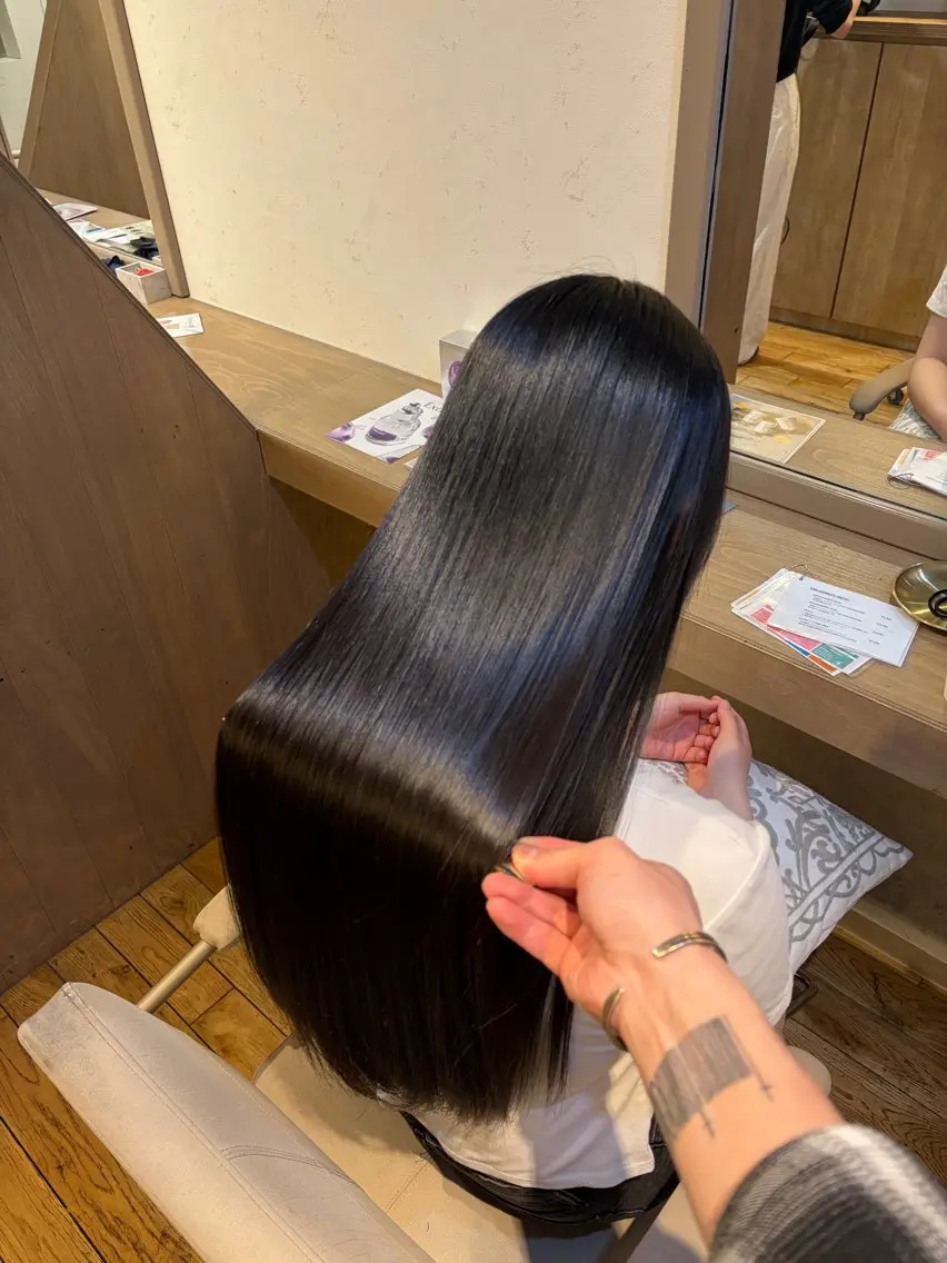 ロング 縮毛矯正 トリートメント ioe竹原 祐樹のヘアスタイル