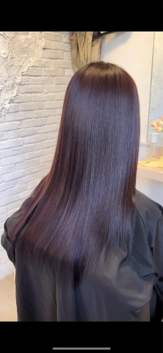 セミロング ヘアカラー トリートメント SHIN/レイヤー カット×クロスパーマのヘアスタイル