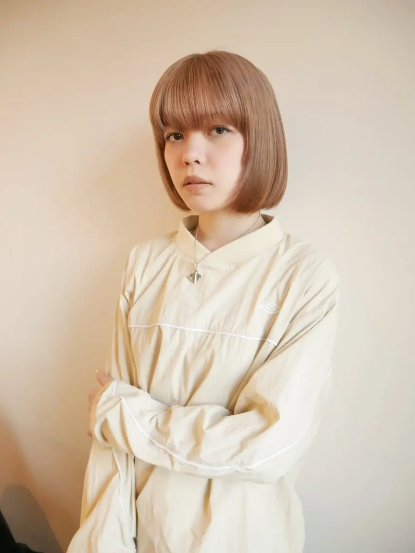 ミディアム カラー カット ヘアカラー トリートメント 森田遥奈/透明感カラ ー/酸性ストレートのヘアスタイル