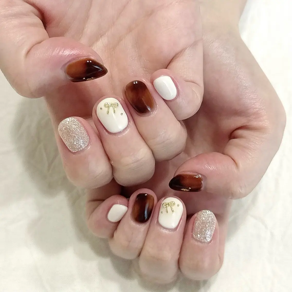 ネイル べっ甲ネイル ハンドネイル peaberry nailのネイルデザイン