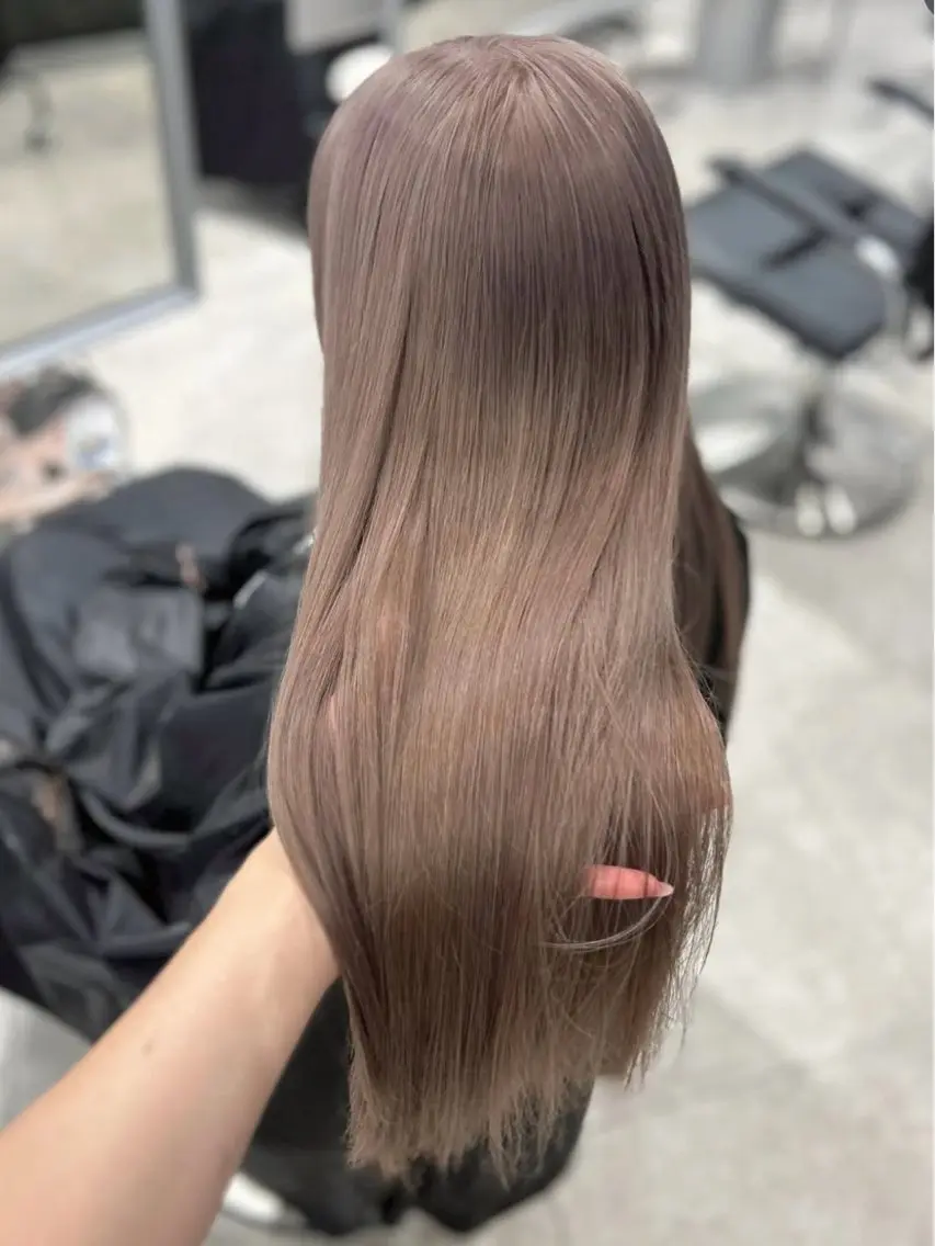 ロング カラー ブリーチ ダブルカラー ブリーチなしカラー ピンクカラー トリートメント ヘアカラー PELE／梅田 はるのヘアスタイル
