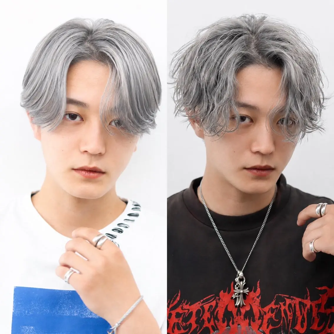 ミディアム カラー パーマ メンズ カット ヘアカラー トリートメント メンズブリーチ🔥 KYOHEIのヘアスタイル