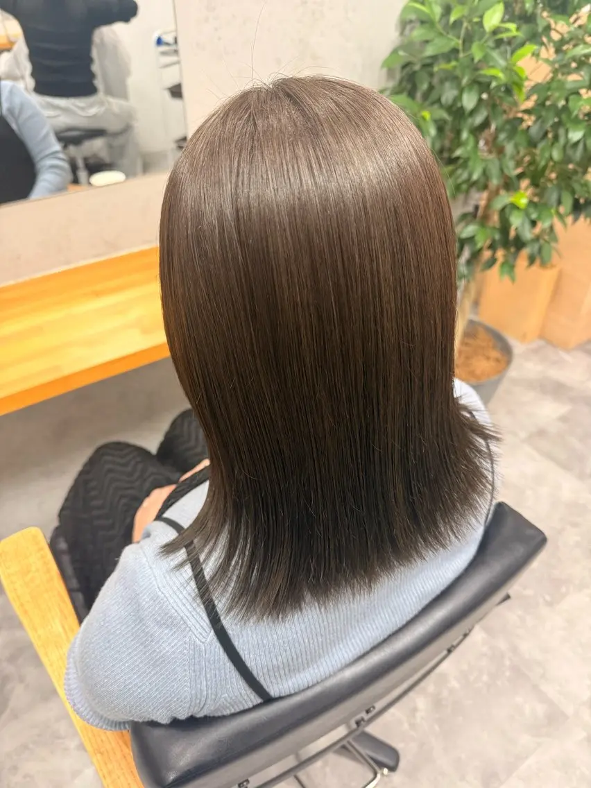 ミディアム カラー ベージュカラー オリーブベージュ hoNua. ＊Ruri＊のヘアスタイル