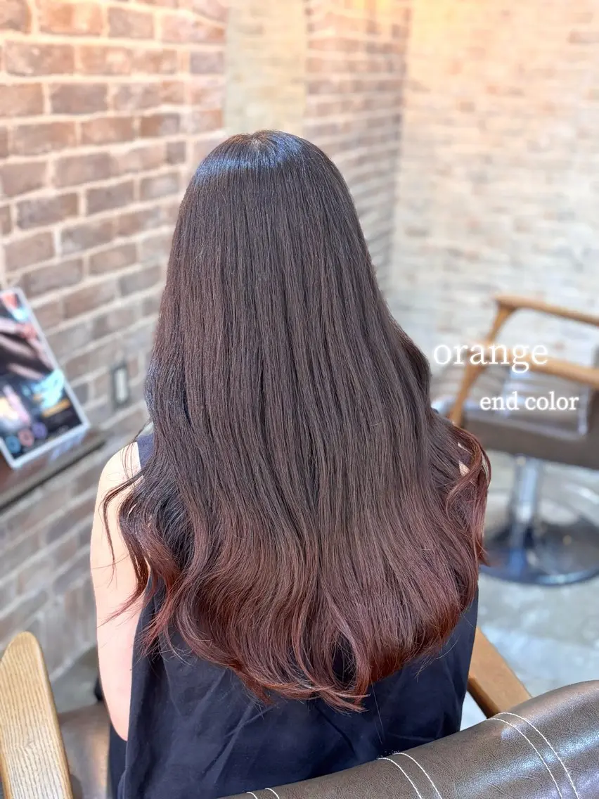ロング カラー ブリーチ ダブルカラー ブリーチなしカラー ヘアカラー トリートメント 縮毛矯正/暖色系 /徳田真緒のヘアスタイル
