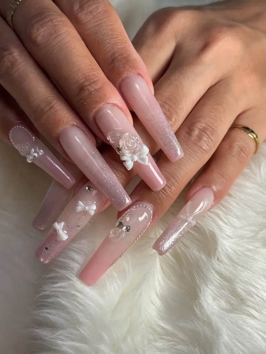 ロング ハンドネイル Latte Nail 十三のネイルデザイン