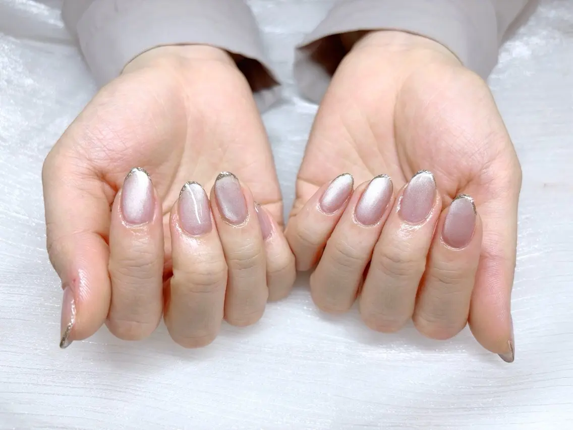 ネイル ゴールド ラメ(グリッター) マグネットネイル ピンク ハンドネイル ♡CELEBRAIL YUKI♡のネイルデザイン