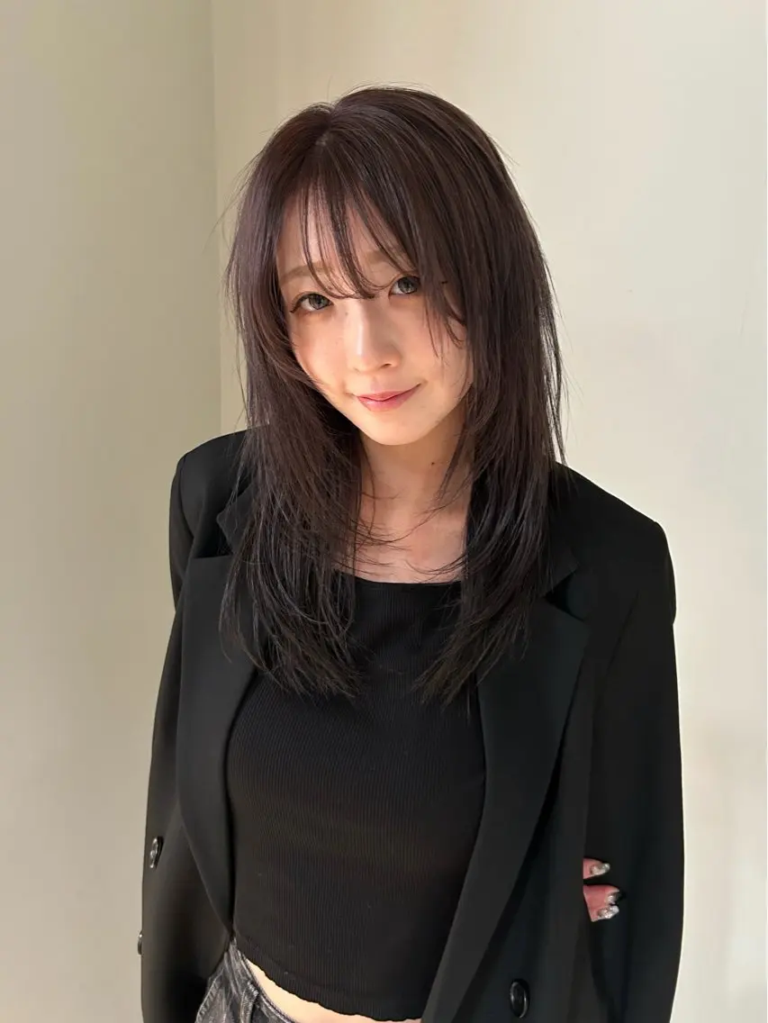 セミロング カラー ラベンダーカラー レイヤーカット カット ヘアカラー funnu ⋆꙳なつみのヘアスタイル
