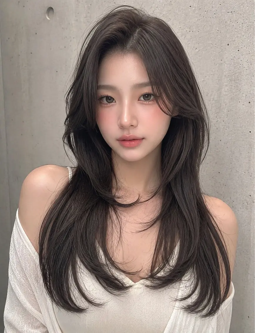 セミロング カラー ヘアアレンジ グレージュ くびれヘア 顔まわりレイヤー ハッシュカット 韓国風ヘア カット ヘアカラー トリートメント 🌫️大人韓国ヘア 🌫️naoyaのヘアスタイル