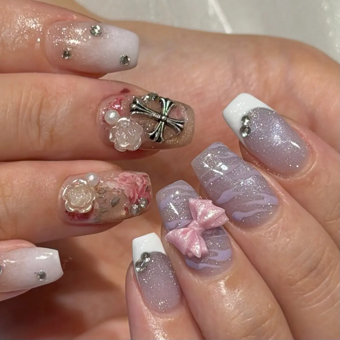 ネイル 持ち込み yume 🎀大人ガーリー🎀のネイルデザイン