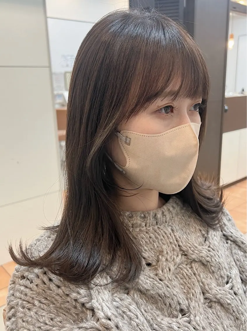 ミディアム カラー アッシュ 韓国風ヘア カット ヘアカラー トリートメント 頭皮×髪質改善 透明感カラー💎中村のヘアスタイル