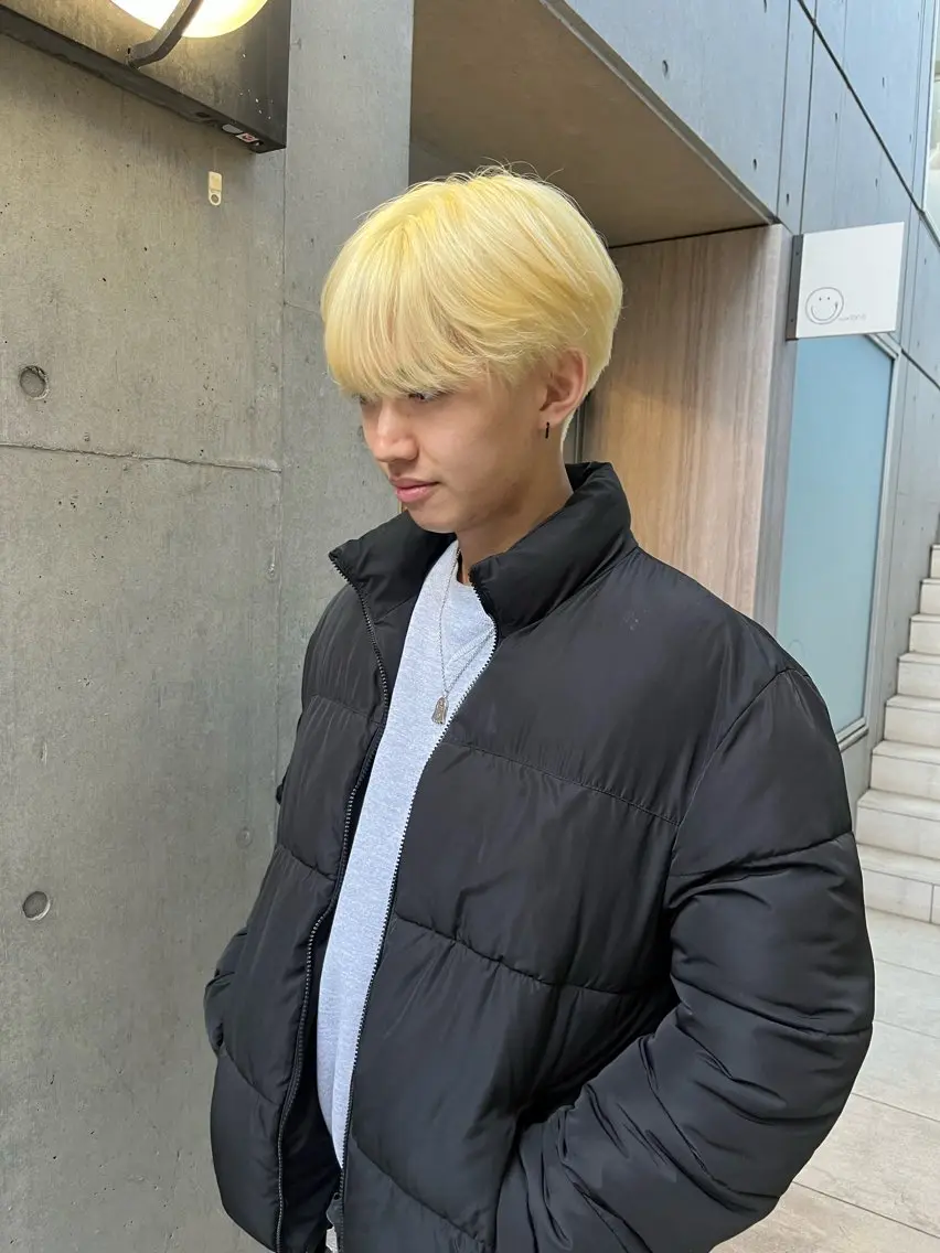 メンズ 縮毛矯正ボブ&顔まわ レイヤー♡TOMOEのヘアスタイル