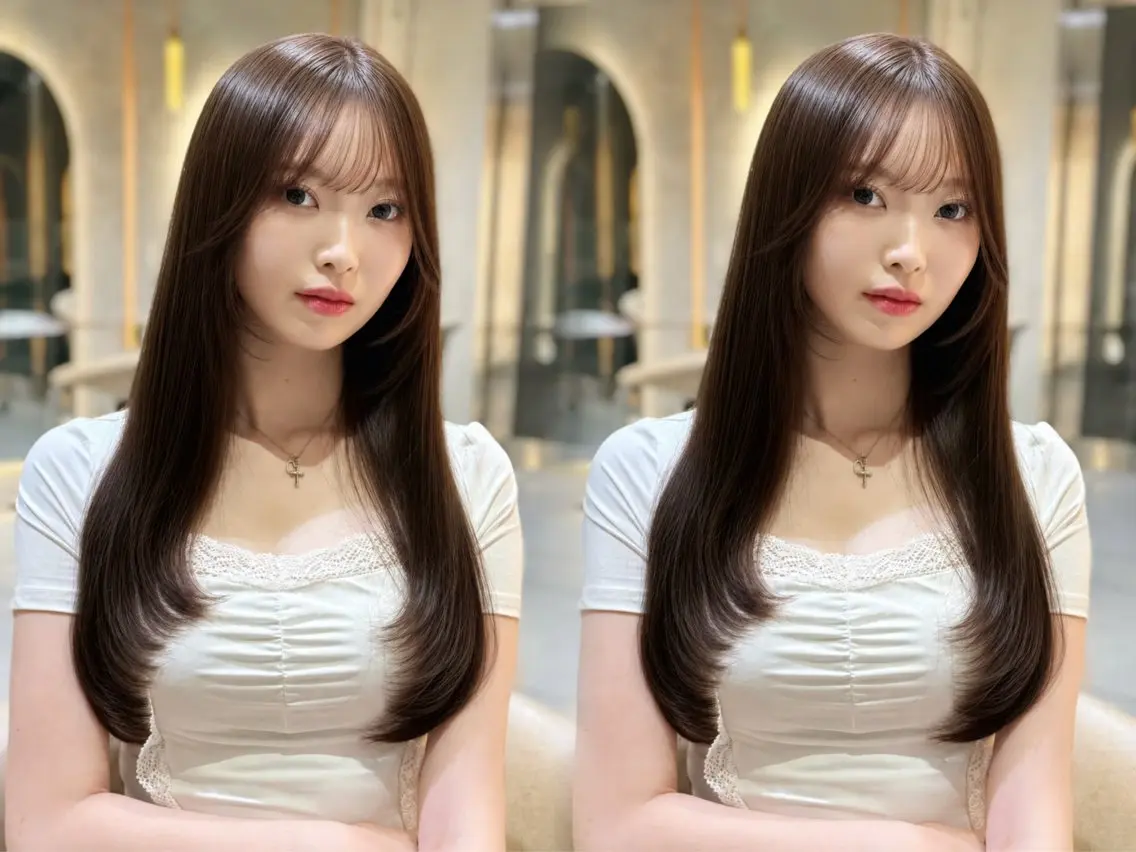 ロング カラー カット ヘアカラー 縮毛矯正 トリートメント 🦋韓国風レイヤー/ 艶髪矯正🦋凛太郎のヘアスタイル