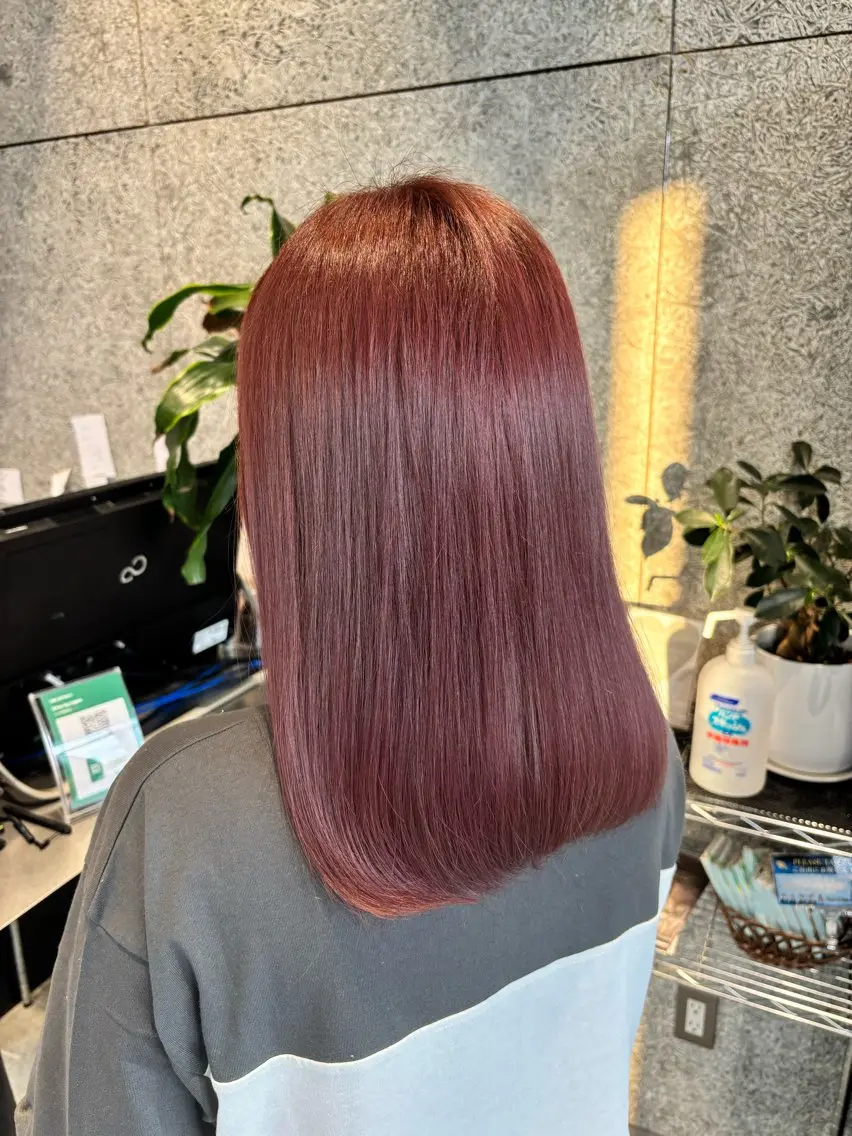 ミディアム カラー ベージュカラー ピンクカラー ピンクベージュ 🌷艶感カラー🌷 富施 優花のヘアスタイル