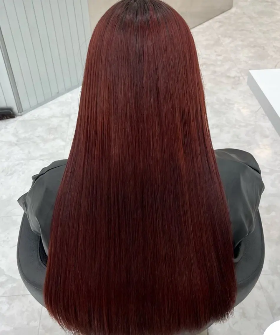 ロング カット ヘアカラー トリートメント 顔まわりレイヤー/諒 オリーブカラー/天神のヘアスタイル